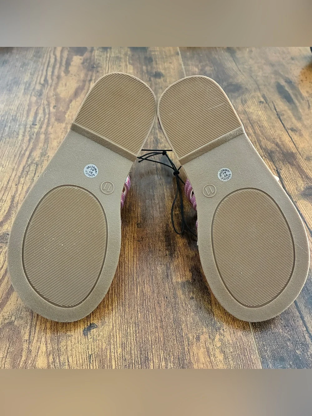 Girls' Pink Iridescent Strappy Sandals - Adjustable Ankle Strap